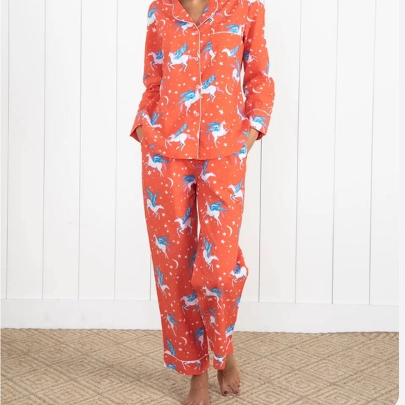 Printfresh Women's M Moon Flight Long Pajama Set Organic Cotton Pegasus Paloma - Picture 2 of 16